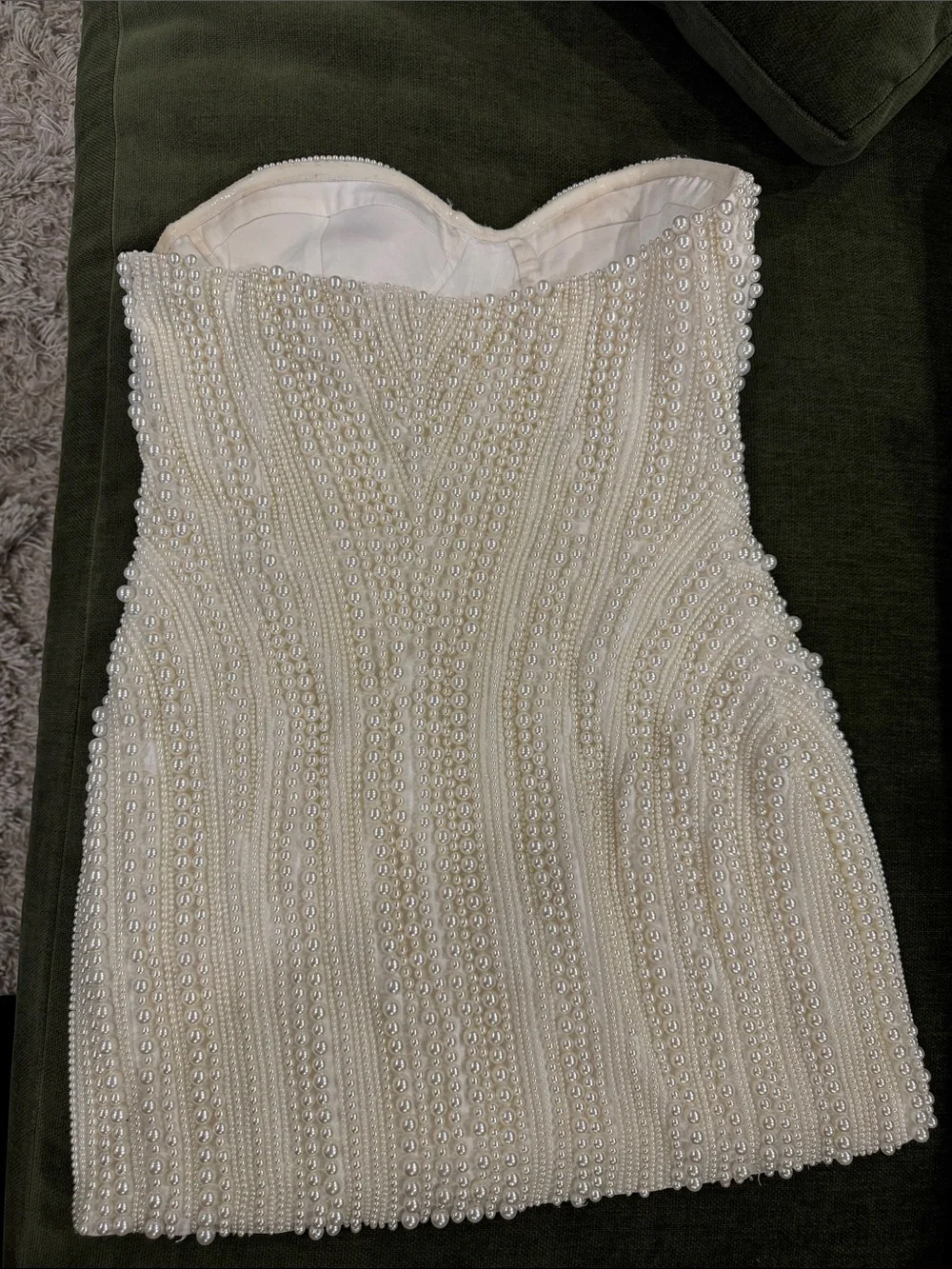 Retrofete Strapless Beaded Pearl Mini Dress *Like New, Worn Once* - Picture 5 of 5